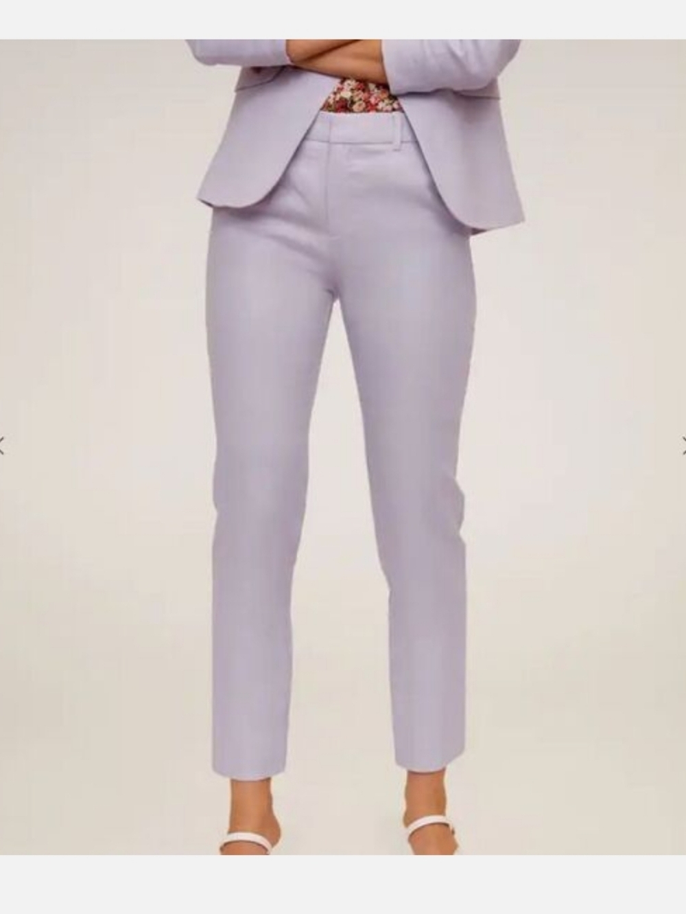 Mango MNG Pastel Purple Lilac 100% Linen Trousers Work Pants Size 4